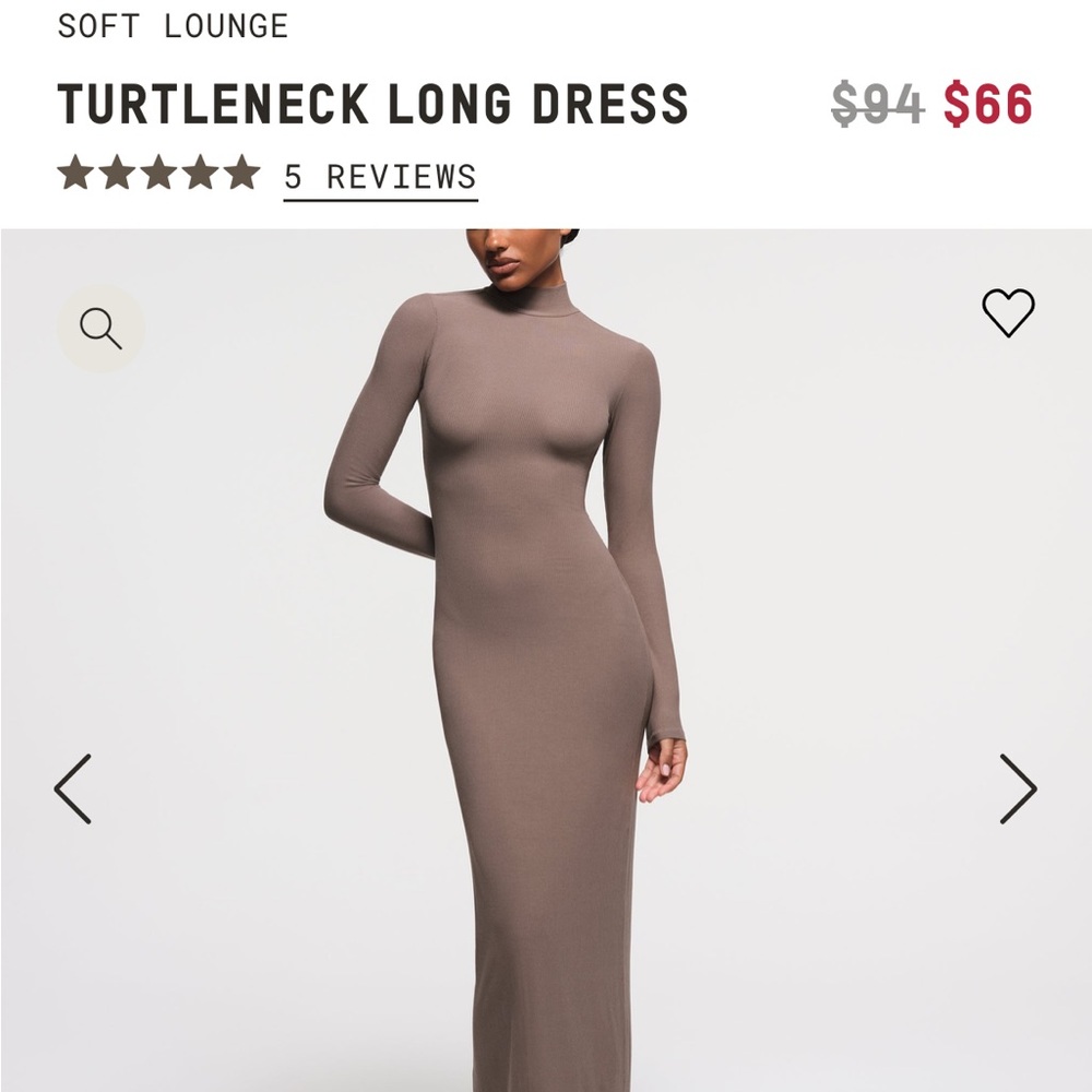 Turtleneck Long Dress - Brown
